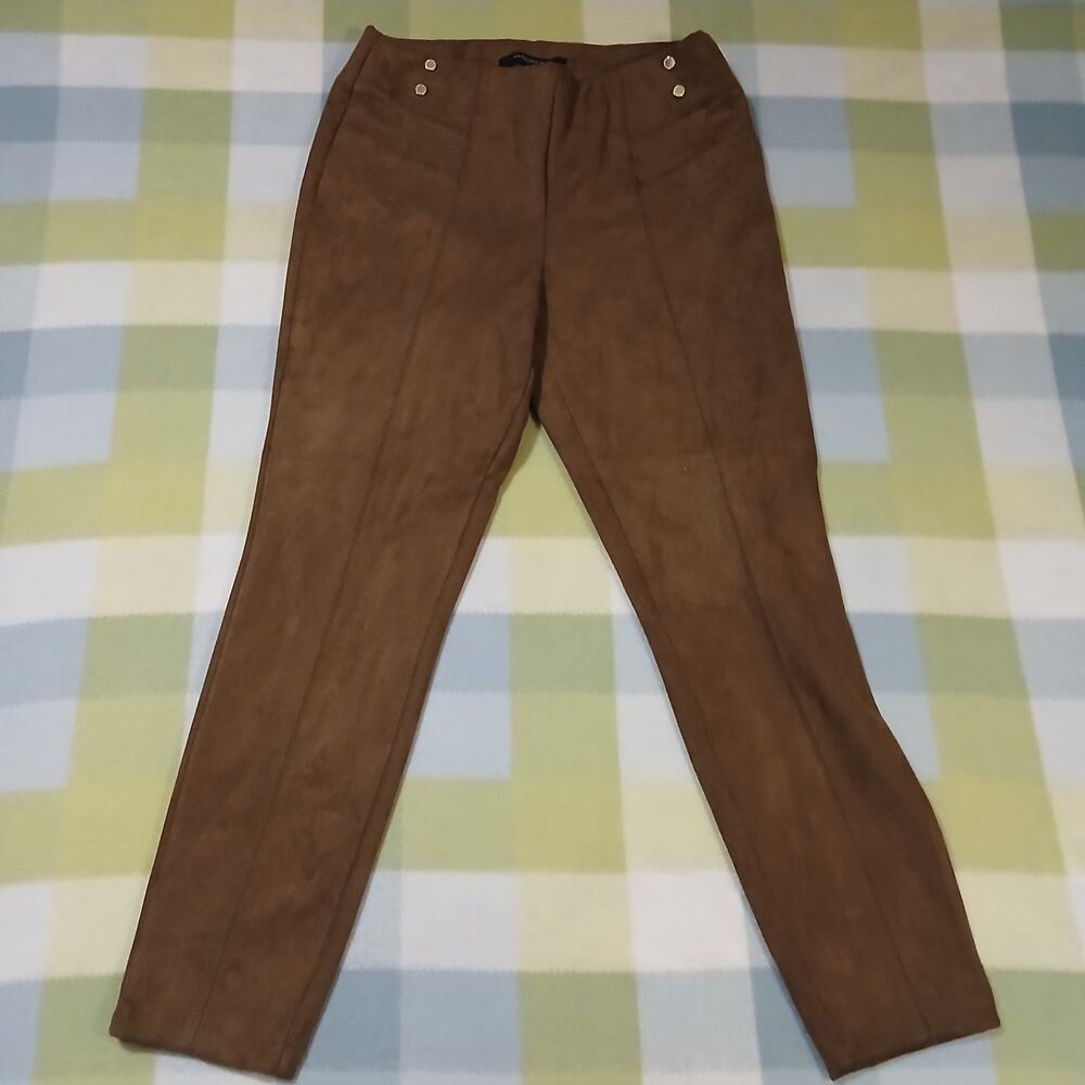 Marc New York Andrew Marc Pull on Faux Suede Pants Mushroom Sz M